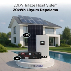 20KW TRİFAZE HİBRİT SİSTEM VE DEPOLAMA SİSTEMİ SETİ