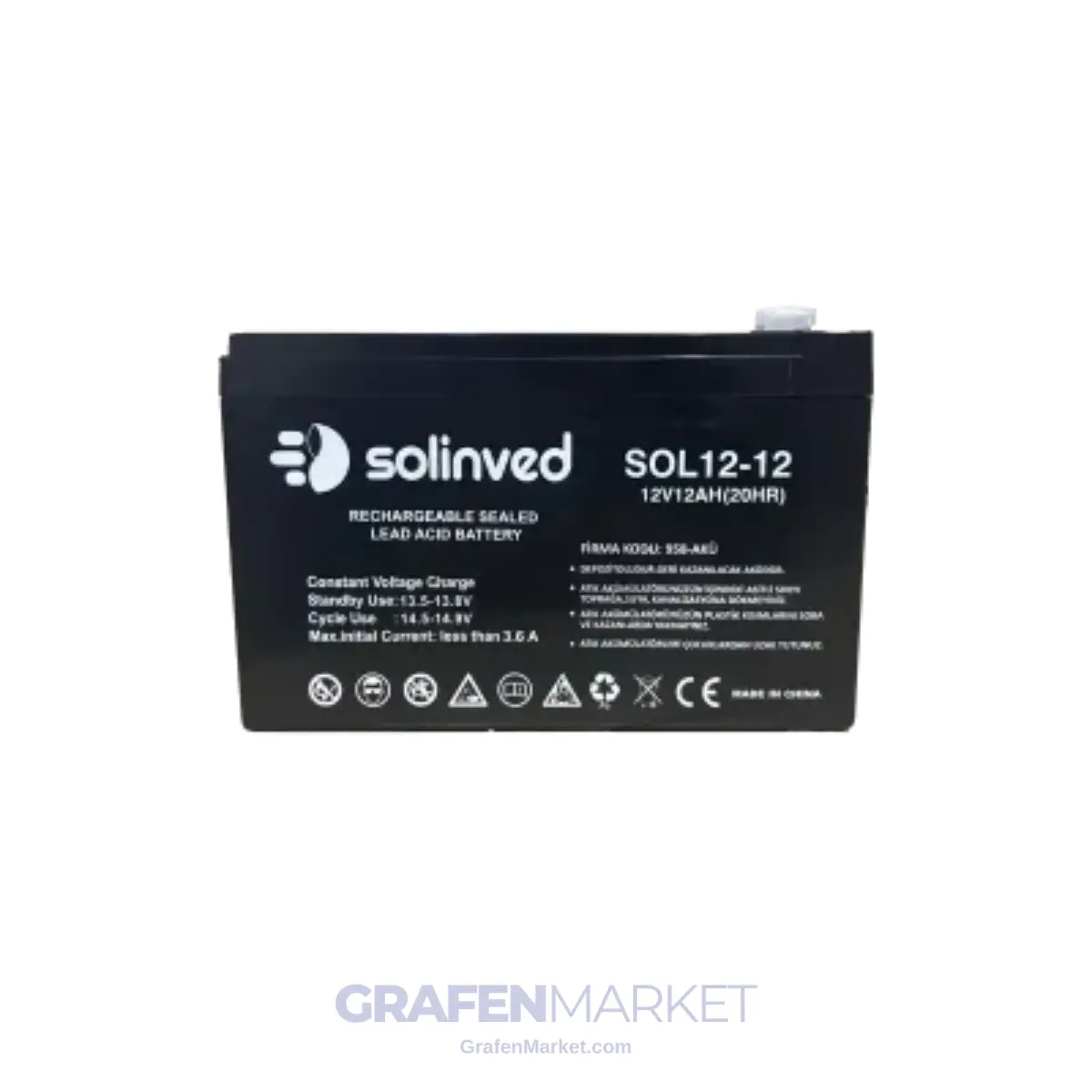 SOLİNVED 12V 12AH Ups Ve Alarm Aküsü
