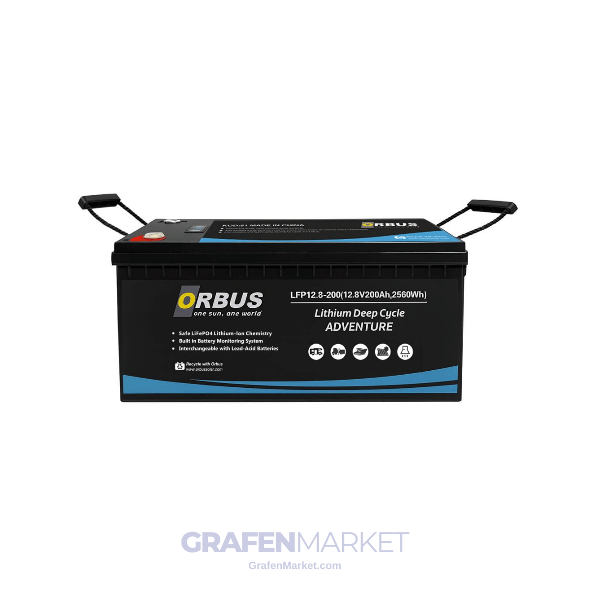 ORBUS 200Ah 12.8V LiFePO4 Lityum Akü | 2560 Wh Derin Deşarj