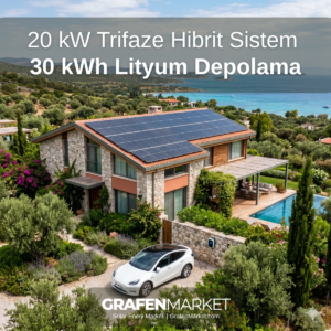 Grafen Market 20 kW Trifaze 30 kWh Lityum Depolama Hibrit Paket Sistem