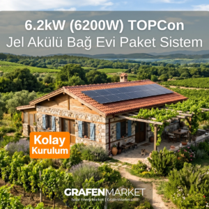 6.2 kW (6200W) TOPCon Bağ Evi Hazır Solar Sistem - Jel Akülü | Kolay Kurulum