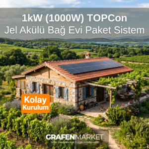1 kW (1000W) TOPCon Bağ Evi Hazır Solar Sistem - Jel Akülü | Kolay Kurulum